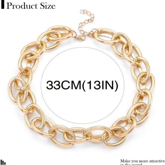 Boho Choker Necklace Gold Cuban Link Necklaces Chain Fashion Jewelry for Women a - Picture 7 of 8